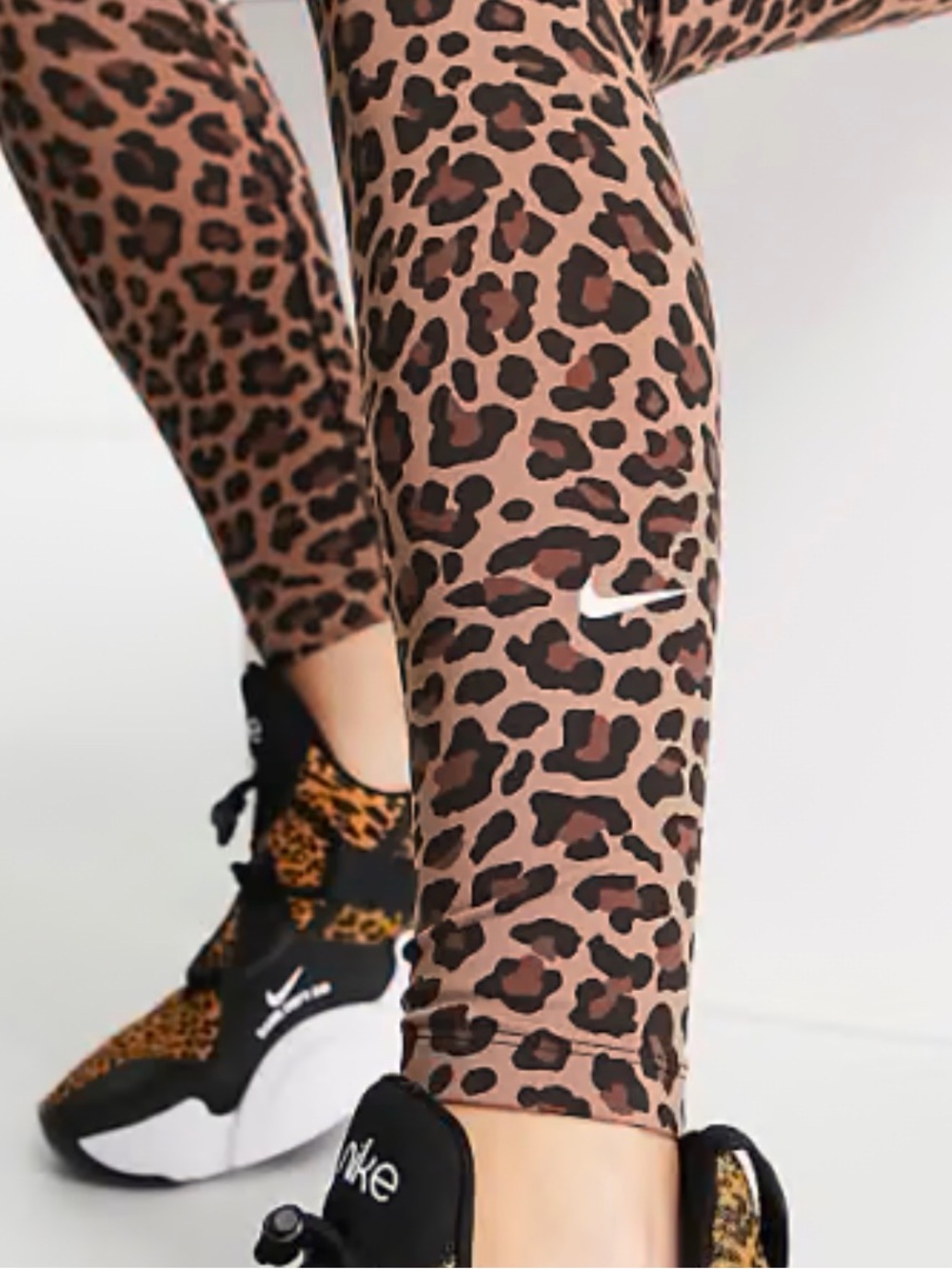 Nike Leopard-Print Brown High-Rise Leggings Dri Fit XL